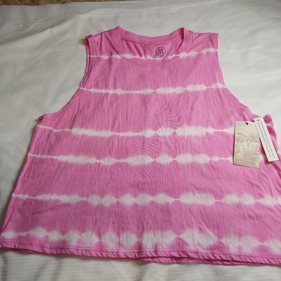 NWT Sage Collective Pink White Tie Dye Hipster Tank Top Size XL - Picture 1 of 6